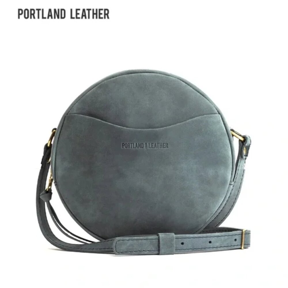 Portland Leather Small Suede Storm Round Crossbody Shoulder Bag